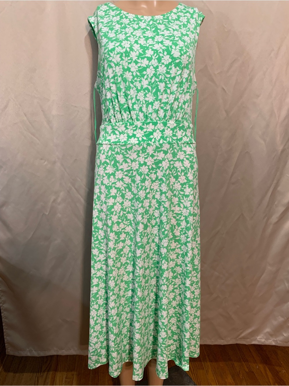 London Style Mint Green and White Floral Maxi Dress #90/2